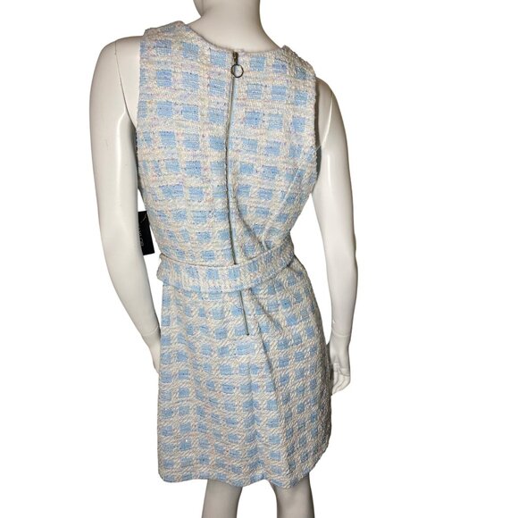 Women's Size‎ 10 Mini Dress Blue & White Tweed Sleeveless A-line Dress by Taylor - Picture 5 of 16